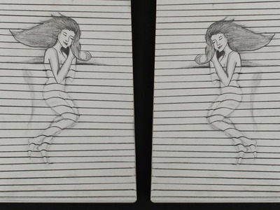 How To Make 3D Drawing Of Girl - Illusion Trick Art - DIY Crafts