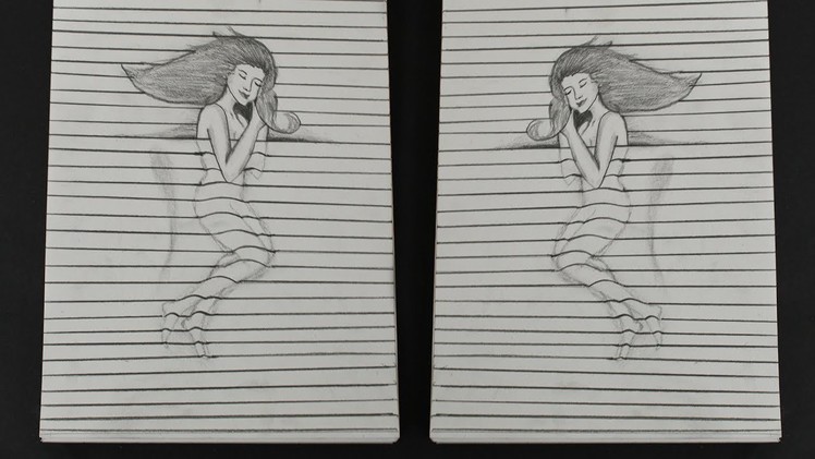 How To Make 3D Drawing Of Girl - Illusion Trick Art - DIY Crafts