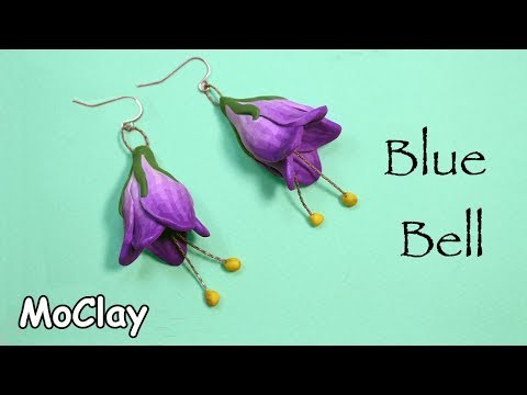 How to make a Campanula Flower (Blue bell) - Polymer clay earrings tutorial