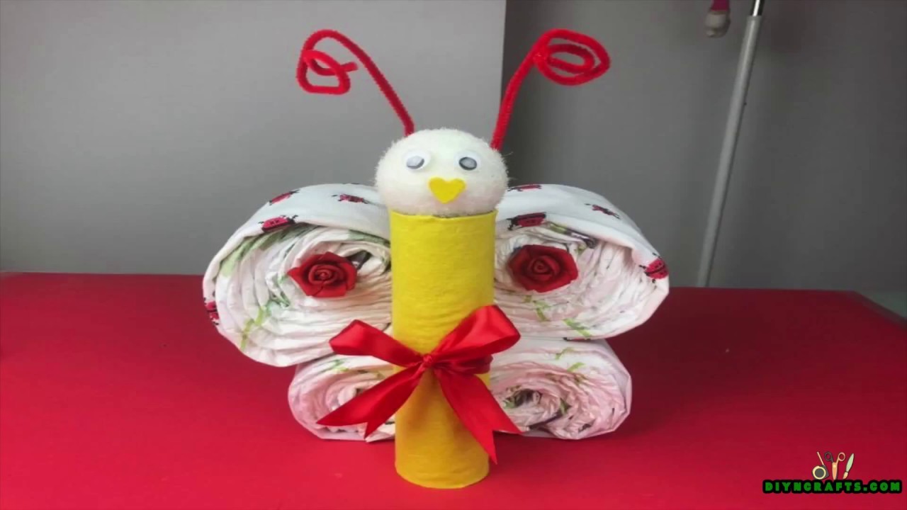 How to Make a Cute Diaper Butterfly - Baby Shower Gift Idea