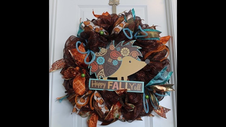 How to make a Fall Deco Mesh Wreath Poof style Happy Fall Yall