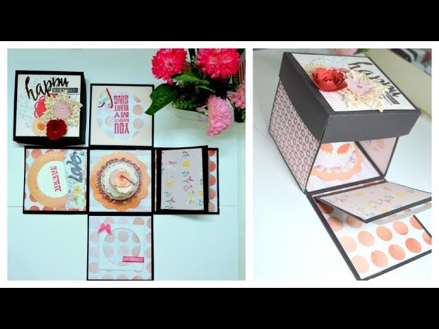 How to make an explosion box card | With a cake inside | Step by step tutorial