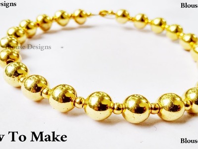 How to make bead bracelet with gold beads Easy Diy ||  beadwork