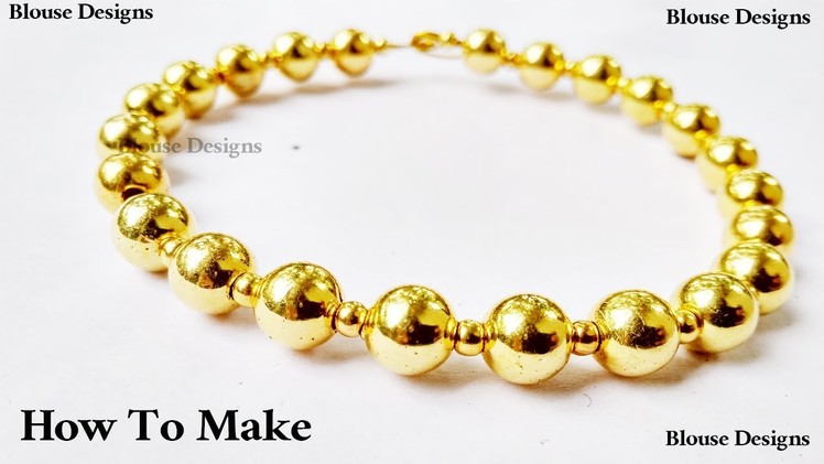 How to make bead bracelet with gold beads Easy Diy ||  beadwork
