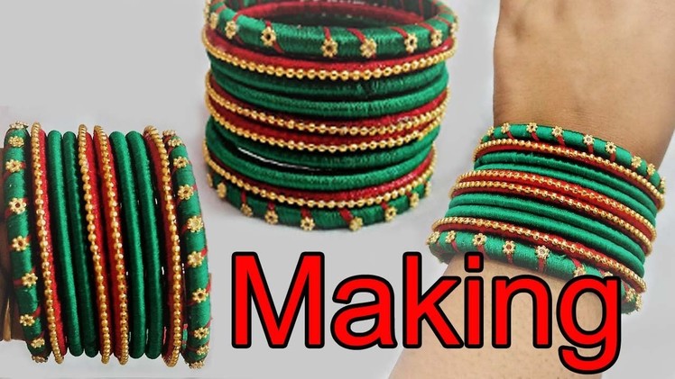How to Make beautiful dark green silk thread bangle at home | DIY latest Bangle designs