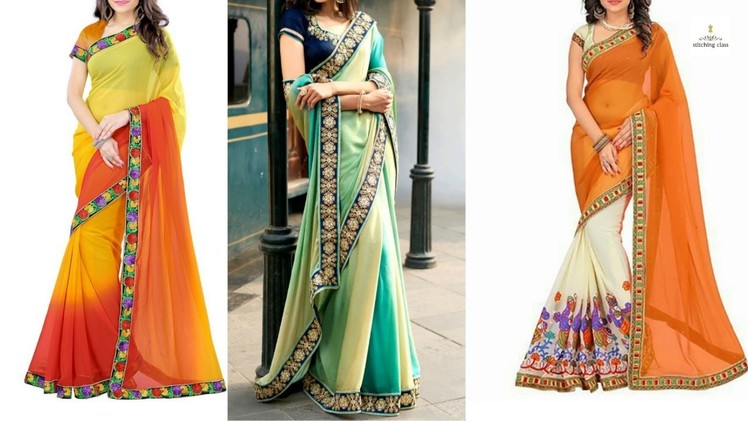 How to make beautiful saree at home, How to attach lace to saree,  How to attach border to a saree