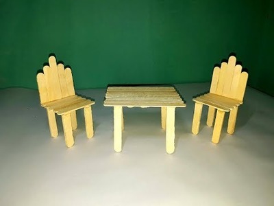 How to make chair and table with popsicle stick.couple dining table making with ice cream stick