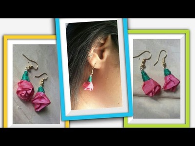 How to make fabric Rose flower earrings