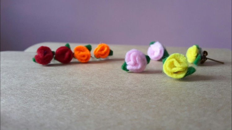 How to make felt paper flower earrings easily