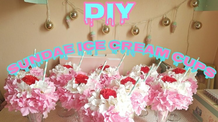 How To Make Ice Cream Sundae Centerpiece DIY Birthday Decor! Ice Cream Theme.