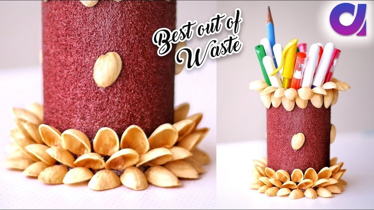 How to make pen holder from waste pistachio shells | Best out of waste | Artkala 264