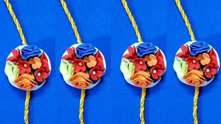 How to Make Rakhi With Clay Flowers - 3