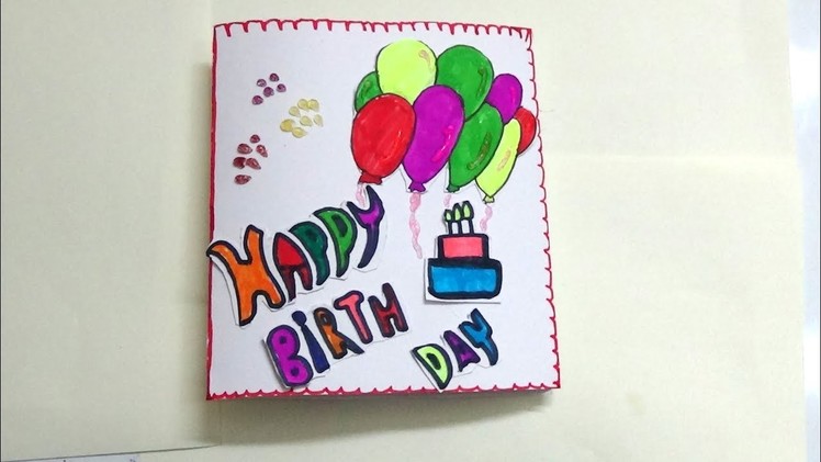 HOW TO MAKE SIMPLE BIRTHDAY CARD FOR KIDS-KIDS ART AND CRAFT LEARNING