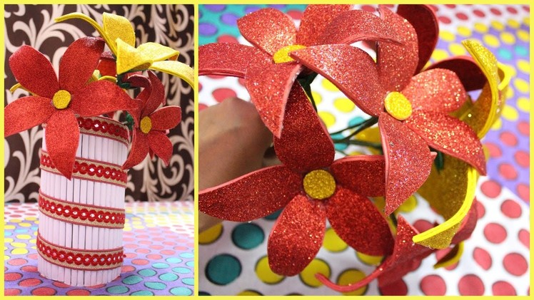 DIY Glitter Paper crafts I Easy Gift ideas I Make glitter sheet flowers at home I Creative Diaries
