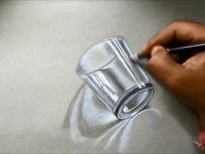 How to draw 3D Glass on paper | Easy 3D Drawing of glass for kids | Realistic glass drawing