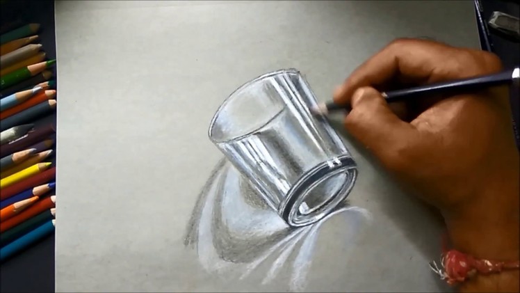 How to draw 3D Glass on paper | Easy 3D Drawing of glass for kids | Realistic glass drawing