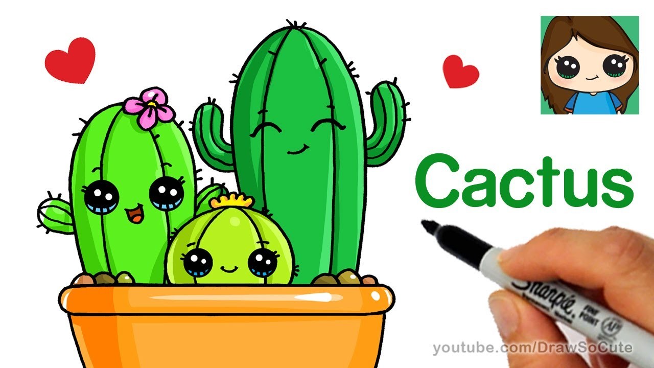 How To Draw Cactus Easy And Cute