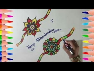 How to draw Fancy rakhi & coloring || Coloring page for kids ||