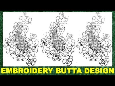 How To Draw Hand Embroidery Flower Butta Design For Sharee And Ghagra