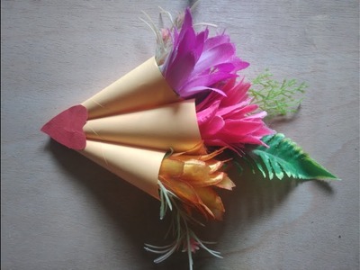 How to Make  A Beautiful Wall Hanging Paper Flower holder