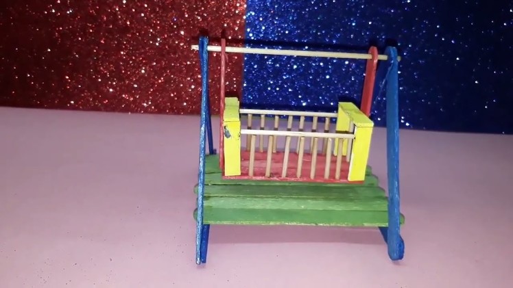 How to make a miniature Popsicle Sticks Baby cradle | Kulfi Stick Jhula | Bipul Project