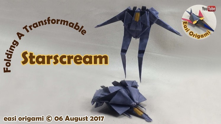 How to make a Papercraft, Origami Transformer Starscream (requires 3 straight cuts)