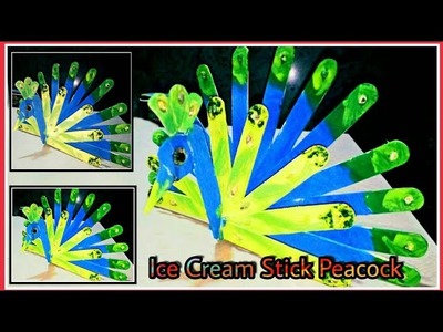 How to make a peacock For Ice cream stick crafts। popsicle stick craft । DIY । Craft world