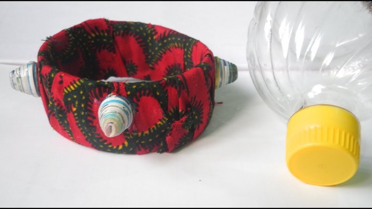 How to make bangles from Plastic bottle using african fabric (Tutorial)