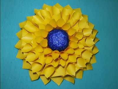 How to make big giant sunflower, wall hanging big sunflower making by paper, diy paper craft.