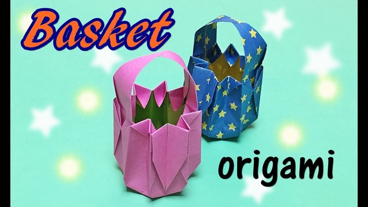 Origami Basket with Handle | How to Make a Paper Basket Easy for Beginners with One Piece of Paper