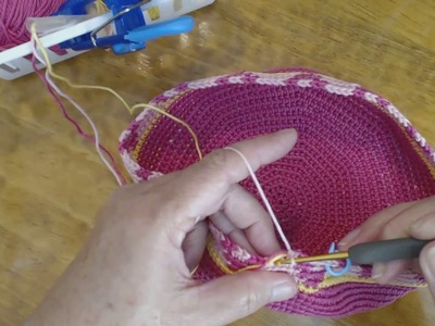 Tapestry and Mochila Crochet - Basic Beginner Bag - Side - Row 8