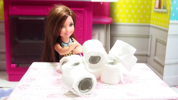 Barbie Miniature Toilet Paper - DIY Barbie Toilet Paper Roll