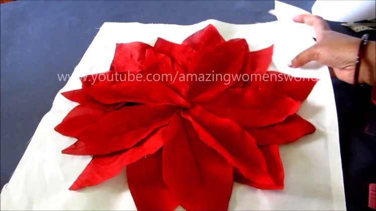 Beautiful Flower Cushion Cover Cutting and Stitching | DIY | Home Decor. Poinsettia Pillows