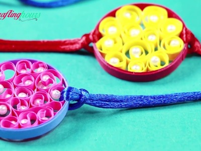 Beautiful Rakhi Making Idea with Paper Quilling and Silk Thread