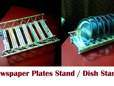 Dish stand. Plates stand for kitchen using newspaper |  DIY Newspaper Plates stand Newspaper Craft