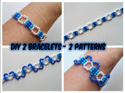 DIY 2 beaded bracelets with 2 patterns-Easy beading project for beginners