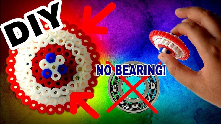 DIY 3-D perler bead Captain America fidget spinner | NO BEARING!