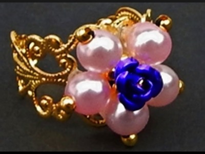 DIY | Blumen Rosen Perlen Ring | Schmuck | Beaded pearl rose ring | Beadwork jewelry