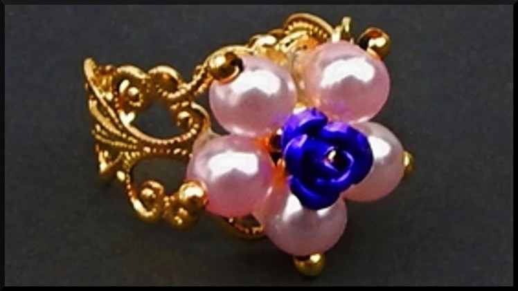 DIY | Blumen Rosen Perlen Ring | Schmuck | Beaded pearl rose ring | Beadwork jewelry