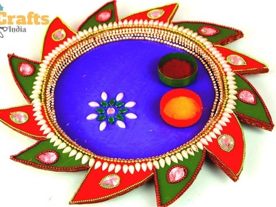 DIY Cardboard Pooja thali | Kundan pooja thali | Simple | DiyCarfts India #35