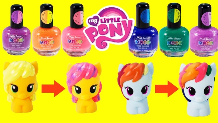 DIY MY LITTLE PONY Color Changing MAKEOVER Mood NAIL POLISH Toys with Rainbow Dash and Apple Jack