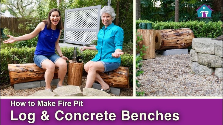 DIY Outdoor Fire Pit Log Benches