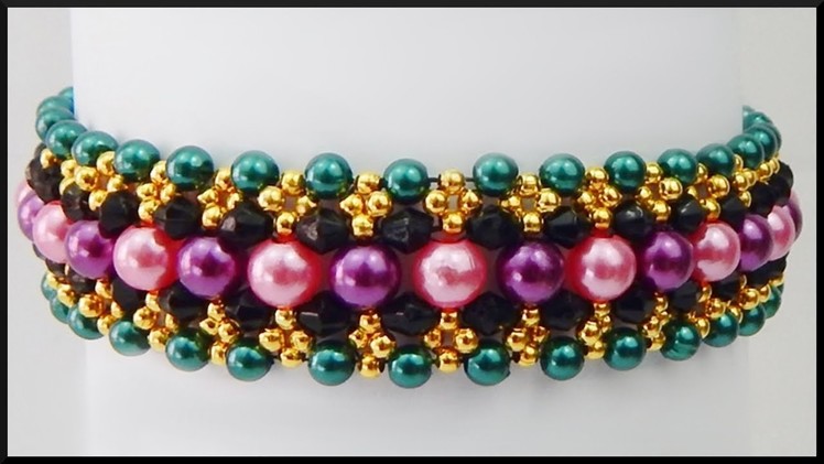 DIY | Perlen Bicone Armband | Armschmuck | Beaded pearl bracelet | Beadwork jewelry