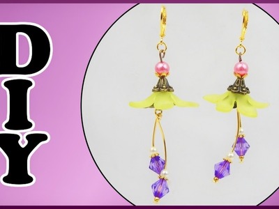 DIY | Perlen Blumen Ohrringe mit Bicones | Beaded acrylic flower earrings | Beadwork jewelry
