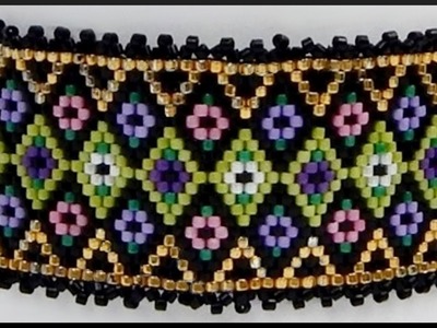 DIY Peyote | Blumen Perlen Armband Muster | Beaded bracelet pattern | Beadwork jewelry