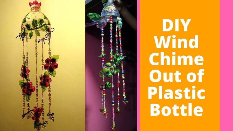 DIY  wind chime out of plastic bottle. Plastic Bottle Hanging with beads,crystals. Room decor idea