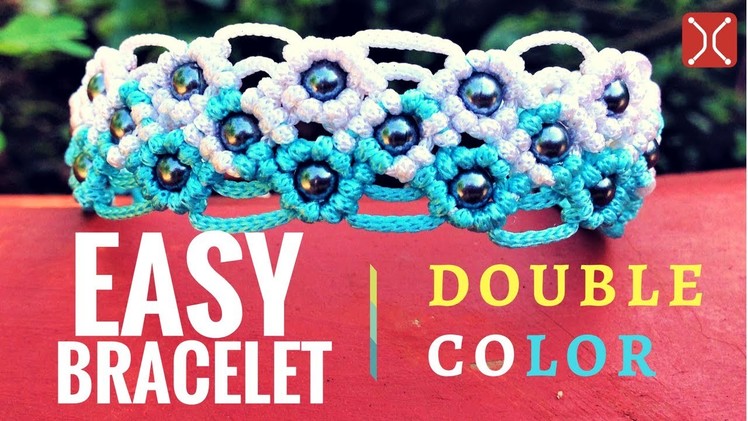 Easy DIY macrame bracelet - The Dividing double color bracelet - Step by step guide by Tita