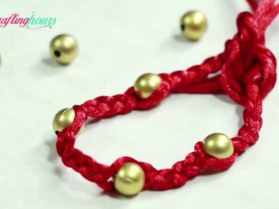 Easy & Quick DIY Rakhi, Friendship Band.Bracelet using Silk Thread, Fand Beads