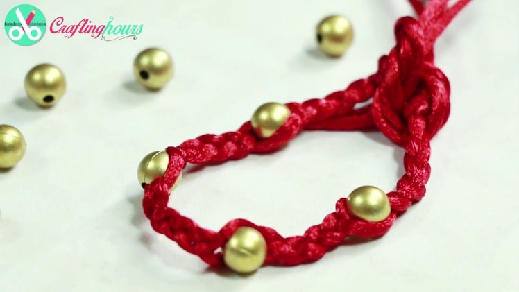 Easy & Quick DIY Rakhi, Friendship Band.Bracelet using Silk Thread, Fand Beads