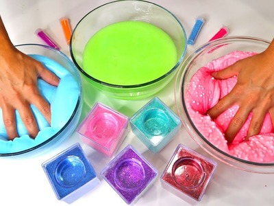 How to Make Crunchy Fluffy Slime Simple DIY Color Glitter Slime Showcase Best Slime Recipe 2017